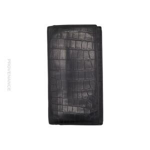 🔴 Saint Laurent Paris SLP Long Wallet - Black Croc Leather